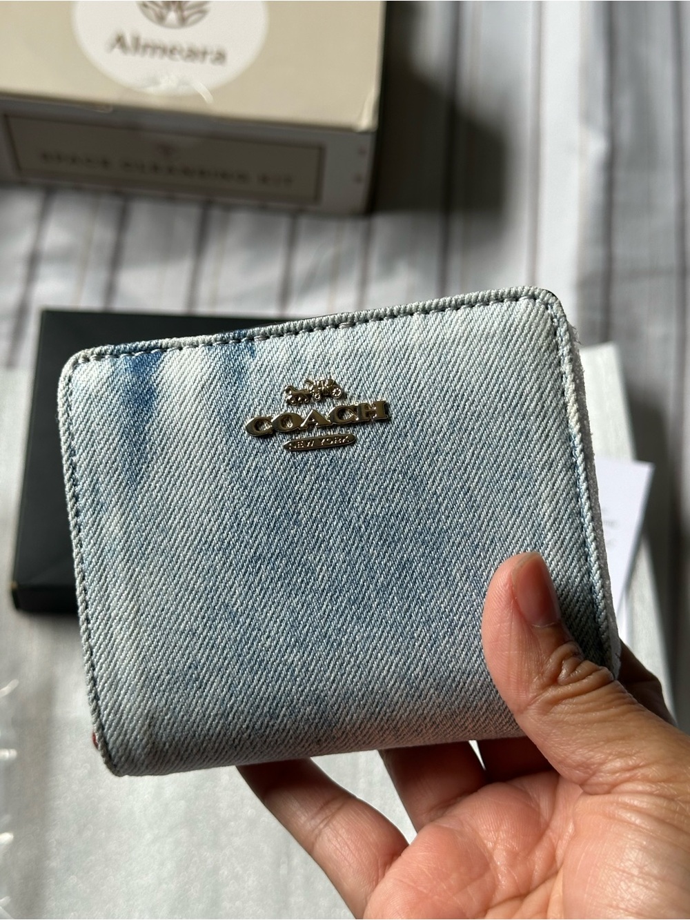 Coach Snap Wallet in Loved Denim with Cherry Charms
